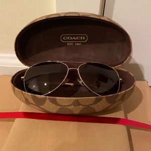 Coach Aviator Sunglasses (Gold/Dark Tortoise)